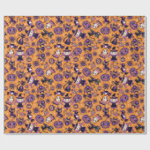 かわいいハロウィーンのレトロなパターン。ハッピーハローウィン ラッピングペーパー (フラット)