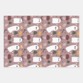 かわいいハロウィーンの不気味な幽霊 ラッピングペーパーシート (正面2)