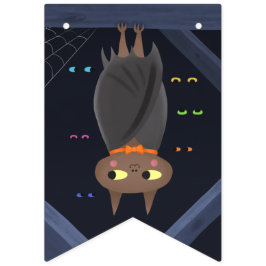 かわいいハロウィーンの吸血鬼バットブラック バンティングフラッグ
