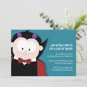 かわいいハロウィーンの吸血鬼 | 子供のパーティー招待状 招待状 (スタンド正面)