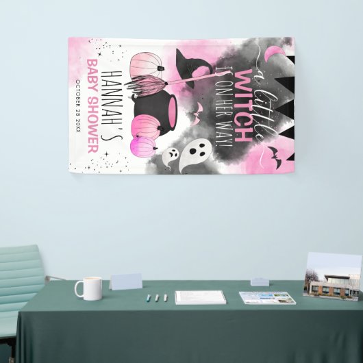 かわいいハロウィーンの女の子ピンクの赤ちゃんシャワー 横断幕 (トレードショー)