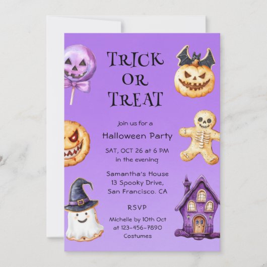 かわいいハロウィーンの子供たちパーティートリックまたはトリート 招待状 (正面)