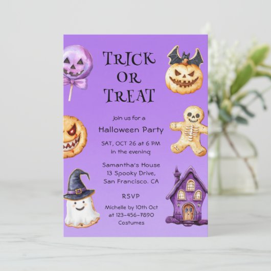 かわいいハロウィーンの子供たちパーティートリックまたはトリート 招待状 (スタンド正面)