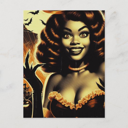 かわいいハロウィーンの少女 ポストカード (正面)