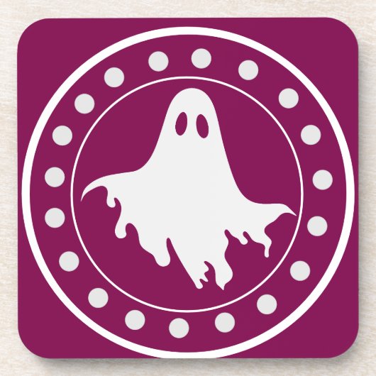かわいいハロウィーンの幽霊 オレンジと白 コースター (正面)