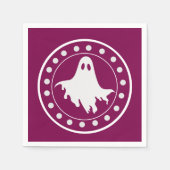かわいいハロウィーンの幽霊 オレンジと白 スタンダードカクテルナプキン (正面)