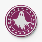 かわいいハロウィーンの幽霊 オレンジと白 ペーパープレート (正面)