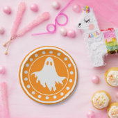 かわいいハロウィーンの幽霊 オレンジと白 ペーパープレート (パーティー)