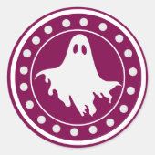 かわいいハロウィーンの幽霊 オレンジと白 ラウンドシール (正面)