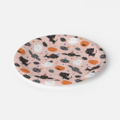 かわいいハロウィーンの幽霊、猫、こうもり、かぼちゃ ペーパープレート (アングル)