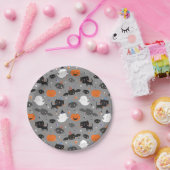 かわいいハロウィーンの幽霊、猫、こうもり、かぼちゃ ペーパープレート (パーティー)