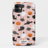 かわいいハロウィーンの幽霊、猫、こうもり、かぼちゃ Case-Mate iPhoneケース (裏面)