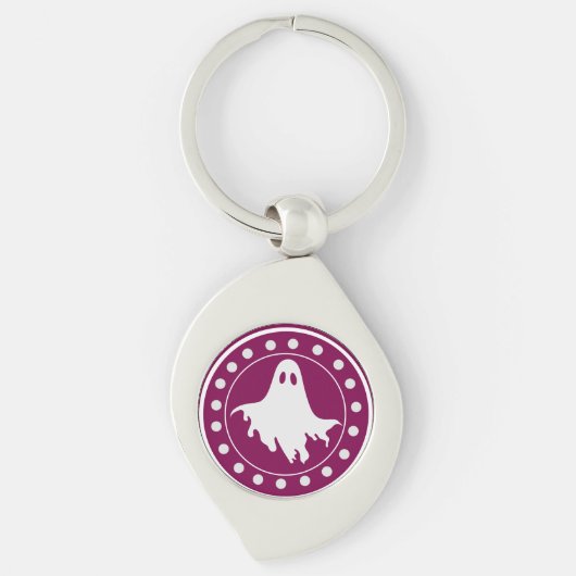 かわいいハロウィーンの怖い幽霊 オレンジと白 キーホルダー (正面)