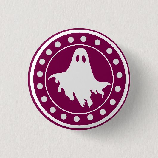 かわいいハロウィーンの怖い幽霊 オレンジと白 缶バッジ (正面)