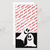 かわいいハロウィーンの漫画幽霊たち シーズンカード (正面/裏面)