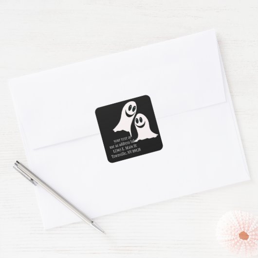 かわいいハロウィーンの漫画幽霊たち スクエアシール (封筒)