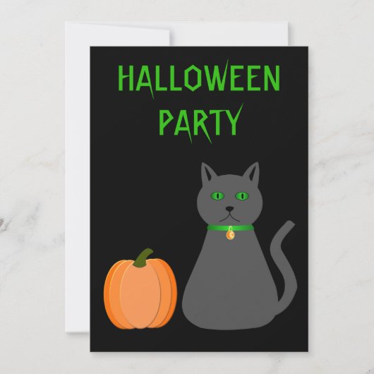 かわいいハロウィーンの猫とカボチャのカスタム 招待状 (正面)