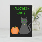 かわいいハロウィーンの猫とカボチャのカスタム 招待状 (スタンド正面)