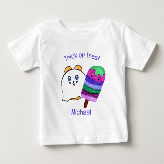 かわいいハロウィーンの甘いポップシクル子供へ漫画 ベビーTシャツ (正面)
