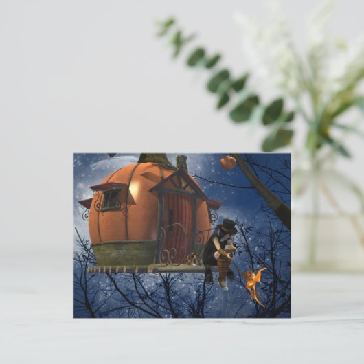 かわいいハロウィーンの生き物の出会い シーズンポストカード (スタンド正面)