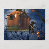 かわいいハロウィーンの生き物の出会い シーズンポストカード (正面)