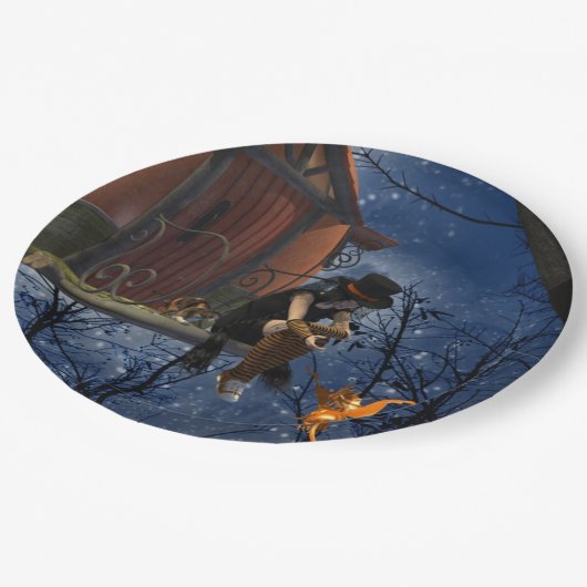 かわいいハロウィーンの生き物の出会い ペーパープレート (アングル)