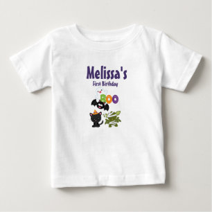 かわいいハロウィーンの生き物ファースト誕生日 ベビーTシャツ