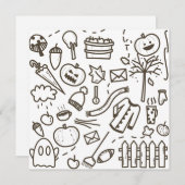 かわいいハロウィーンの落書きシームレスパターン, ハロウィーン シーズンカード (正面/裏面)