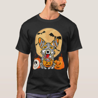 かわいいハロウィーンの衣装ウェルシュコーギーミイラ犬の恋人 Tシャツ