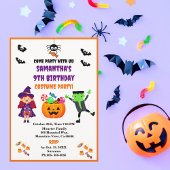 かわいいハロウィーンの衣装バースデーパーティー 招待状