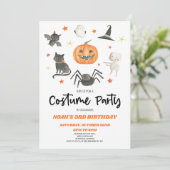 かわいいハロウィーンの衣装パーティの招待状 招待状 (スタンド正面)