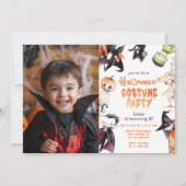 かわいいハロウィーンの衣装パーティーの誕生日 招待状 (正面)