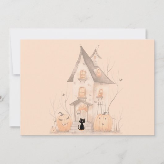 かわいいハロウィーンの衣装パーティーの誕生日 招待状 (裏面)