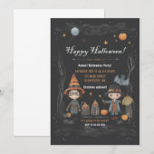 かわいいハロウィーンの衣装パーティー子供へパーティー 招待状 (正面/裏面)