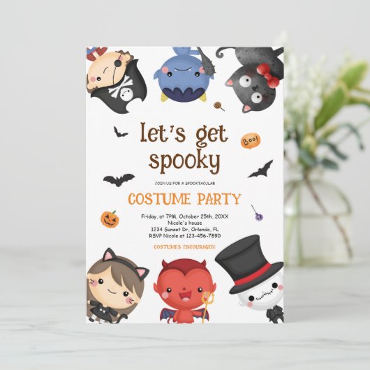 かわいいハロウィーンの衣装パーティー子 招待状 (スタンド正面)