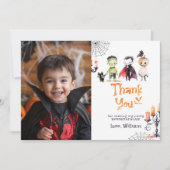 かわいいハロウィーンの衣装パーティー感謝してい写真あなた 招待状 (正面)