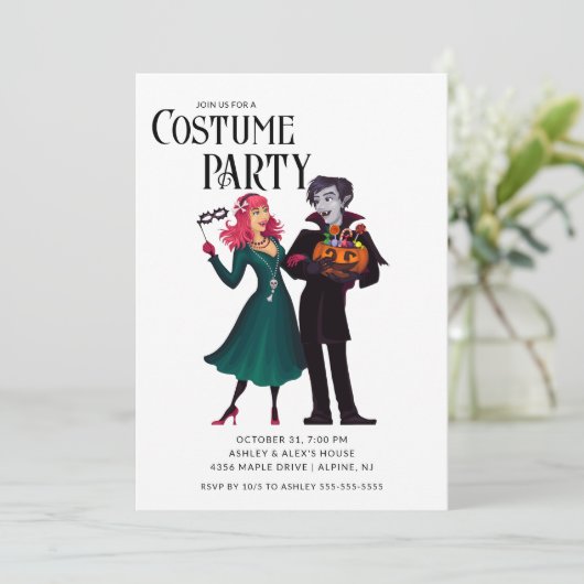 かわいいハロウィーンの衣装パーティー 招待状 (スタンド正面)