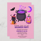 かわいいハロウィーンの衣装パーティー 招待状 (正面/裏面)