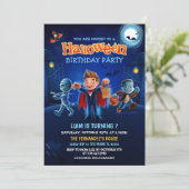 かわいいハロウィーンの衣装子供の誕生日パーティー 招待状 (スタンド正面)