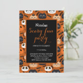 かわいいハロウィーンの誕生日パーティーの招待状 招待状 (スタンド正面)