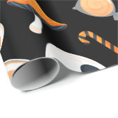 かわいいハロウィーンの誕生日パーティーボーンズとお菓子 ラッピングペーパー (ロールコーナー)