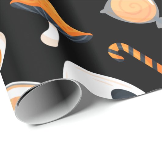 かわいいハロウィーンの誕生日パーティーボーンズとお菓子 ラッピングペーパー (ロールコーナー)