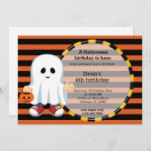 かわいいハロウィーンの誕生日 招待状 (正面/裏面)