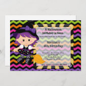 かわいいハロウィーンの誕生日 招待状 (正面/裏面)