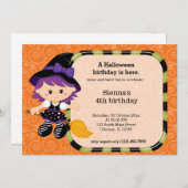 かわいいハロウィーンの誕生日 招待状 (正面/裏面)