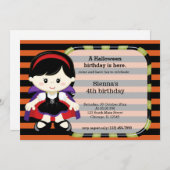 かわいいハロウィーンの誕生日 招待状 (正面/裏面)