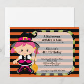 かわいいハロウィーンの誕生日 招待状 (正面/裏面)