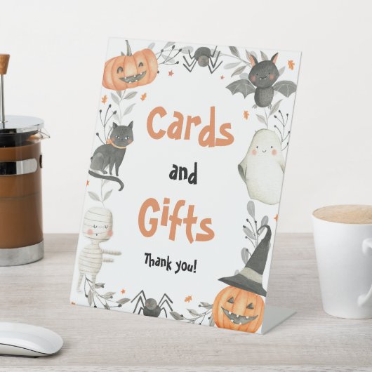 かわいいハロウィーンの赤ちゃんシャワーカードとギフトサイン 台座サイン (インサイチュ)