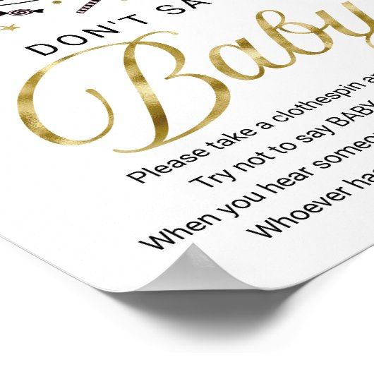 かわいいハロウィーンの赤ちゃんシャワー言わないベビーのサイン ポスター (角)