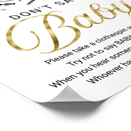 かわいいハロウィーンの赤ちゃんシャワー言わないベビーのサイン ポスター (角)